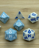 White and Blue Duo 8 Pcs Mini Dice Set